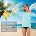 HODOSPORTS Rash Guard for Women UPF 50+ Swim Shirt with Pockets Sun Protection Shirts Lightweight Long Sleeve (Blue, M)