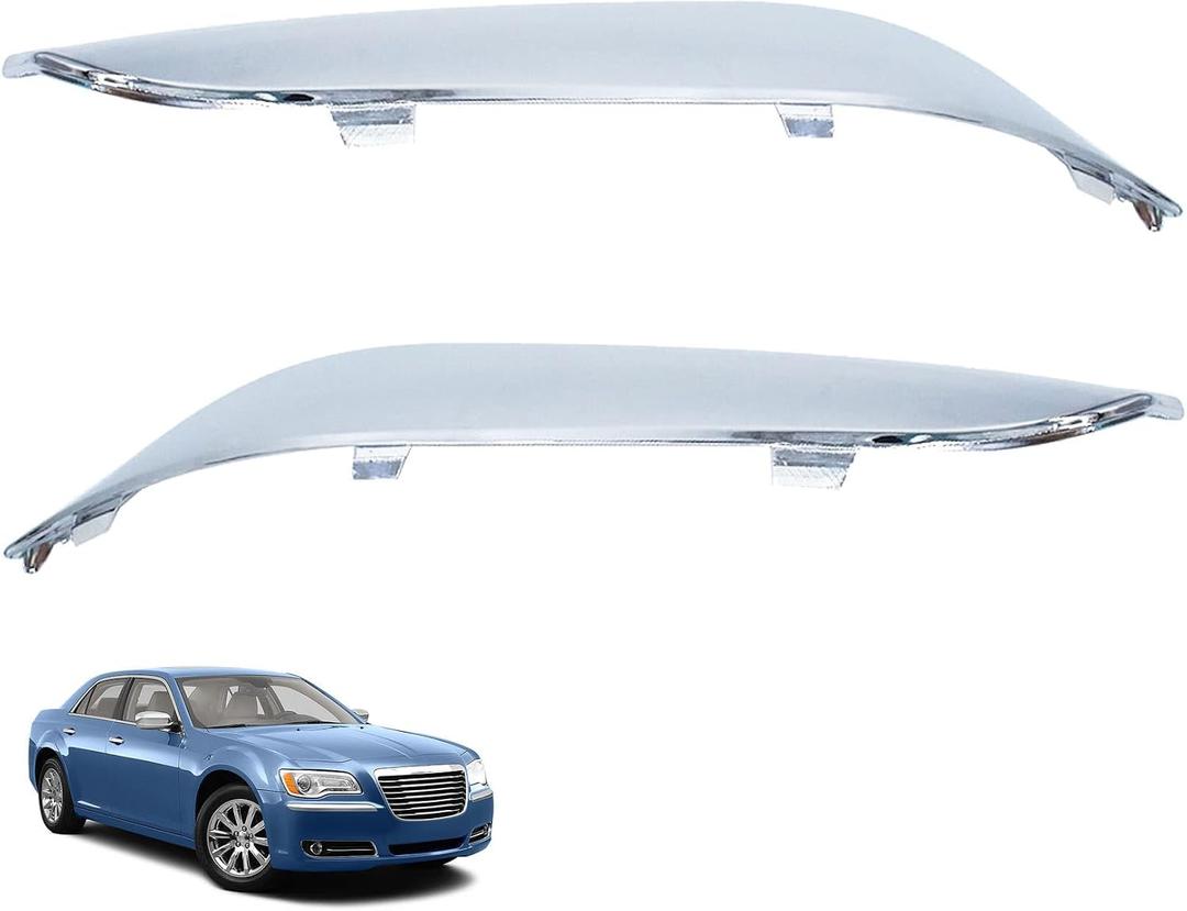 2PCS Front Bumper Molding Chrome Trim Left and Right Replacement for 2011 2012 2013 2014 300 P170123173603