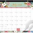 Desk Calendar 2023-2024 - Sep. 2023 - Dec. 2024, 18 Monthly Desk/Wall Calendar 2023-2024,17" x 22", Thick Paper with Corner Protectors, Large Ruled Blocks - Floral