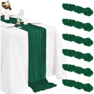 6 Pack Cheesecloth Table Runner 20 x 120 Inch Emeral Boho Gauze Cheese Cloth Table Runners 10 FT Long Rustic Sheer Table Decorations for Wedding Party Baby Bridal Shower Birthday Holiday Home