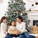 Ouddy Party 30PCS Velvet Christmas Ball Ornaments Set, Flocked Neutral Shatterproof Plastic Assorted Christmas Decorations, Large Hanging Balls Ornaments for Xmas Tree Wreath Home Party Holiday Decor