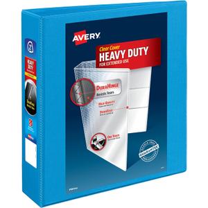 Avery Heavy-Duty View 3 Ring Binder, 2" One Touch Slant Rings, 2.8 Inch Wide Spine, Customizable Clear Cover, Ideal for School, Office, and Home Organization, 1 Light Blue Binder (05501)
