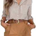 siliteelon Striped Button Down Shirts for Women Dress Shirts Long Sleeve Casual Collared Office Work Shirt with Pocket, Size S
