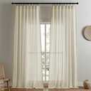 Joydeco Linen Curtains 96 Inch Length 2 Panel Sets, Light Filtering Curtains for Bedroom 37 Inch Wide Living Room Drapes with Back Tabs & Rod Pockets (W37 x L96 Inch, Linen)