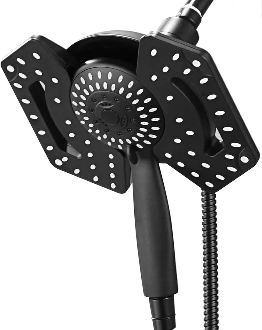 Black Shower Head with Handheld: 2-in-1 Shower Head High Pressure with Rainfall Showerhead Handheld Showerheads Detachable Shower Heads with Hose 2.5GPM Double Shower Head Dual Shower Heads Cambo (2.5 Gallon Per Minute)