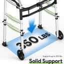 Delog Folding Walker for Senior - Platform Walker with 5 Wheels and Removable Padded Armrests 350lbs, Lightweight Walking Mobility Aid, Standard Walker for Elderly (Black)