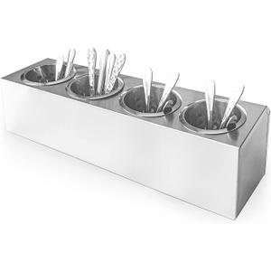 Flatware Organizers Stainless Steel Cylinder Flatware Silverware Utensil Holder Organizer Caddy (4 holes)