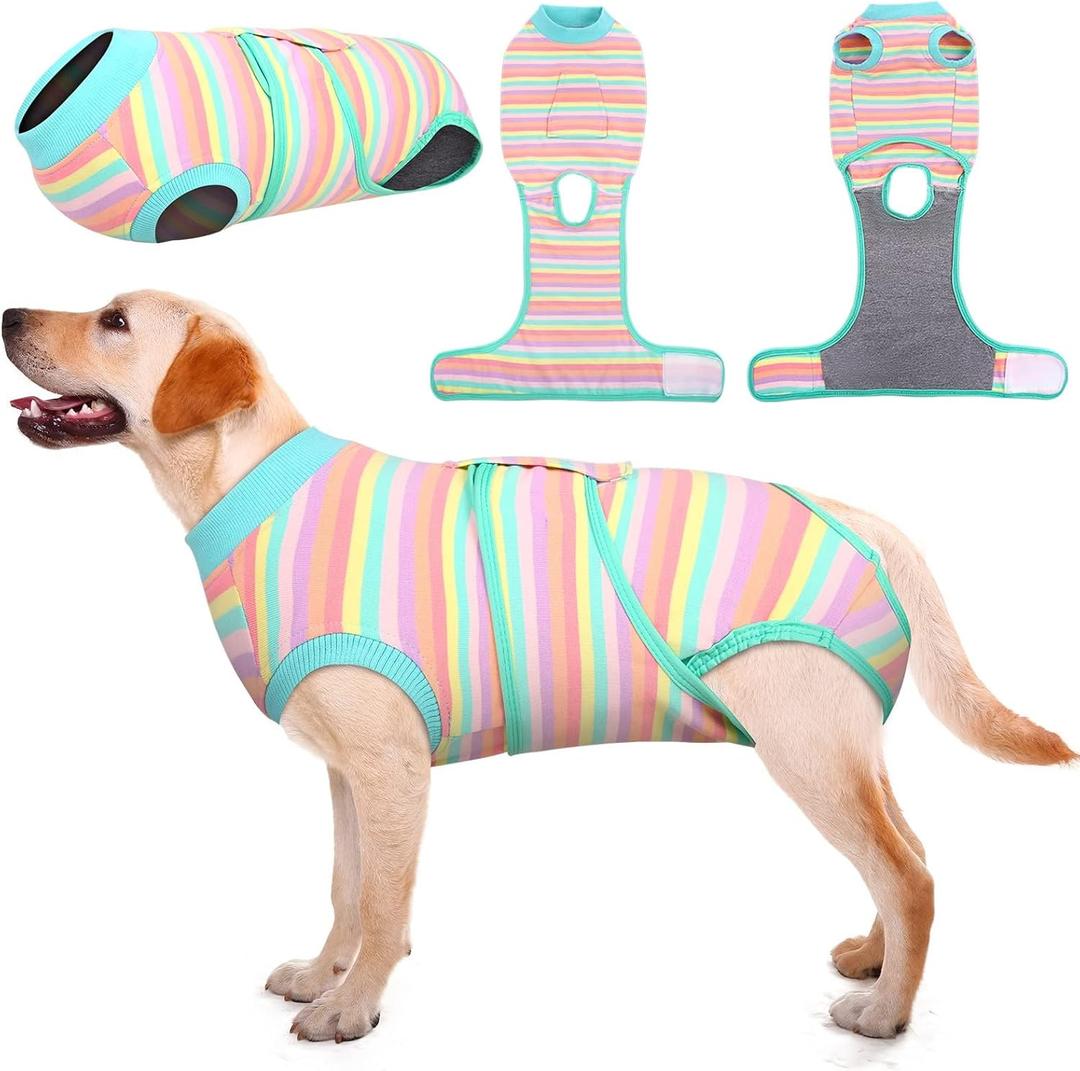 Kuoser Recovery Suit for Dogs Cats After Surgery, Professional Pet Recovery Shirt Dog Abdominal Wounds Bandages, Substitute E-Collar & Cone,Prevent Licking Dog Onesies Pet Surgery Recovery Suit (L (Back:16.1-20.1'', Weight:23-48 LB))