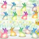 8.5FT Easter Decorations Bunny Lights, 10Pcs LED Pastel Easter Bunny Lights Plug in, Easters Light String for Spring Themed Party Garden Patio Easters Decorations Outdoor Indoor, White Wire
