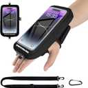 Phone Holder for Running, Running Armband Phone Holder with Carabiner, Phone Armbands for iPhone 17 16 15 14 13 12 11Pro Max & Galaxy S25/S24/S23, Cell Phone Armband Up to 6.8'' Phone (Black)