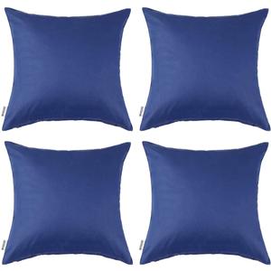 MIULEE Pack of 4 Decorative Outdoor Waterproof Summer Pillow Covers Square Garden Cushion Cases PU Coating Throw Pillow Cover Shell for Patio Tent Park Couch 18x18 Inch Navy Blue