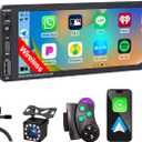 Wireless Single Din Car Stereo with Apple Carplay, IPS Touch Screen Car Radio with Bluetooth, Backup Camera, FM/ AM Car Radio, Car Play Android Auto, AUXTF, Type-C, USB