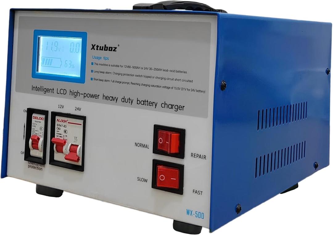 40 AMP 12V24V Heavy Duty Battery Charger for Big Truck Diesel semi Trucks and Tractors Vehicles Boat Battery Charger Marine Lead-Acid Batteries Automotive Heavy Duty Manual Repair Pure Copper Coil