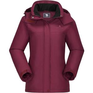 CAMEL CROWN Women's Ski Jacket Winter Snow Coat Warm Fleece Mountain Waterproof Female Jacket Snowboarding jackets (Medium, Red)