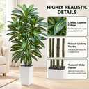 Artificial Dracaena Tree, 6FT Fake Tree White Planter