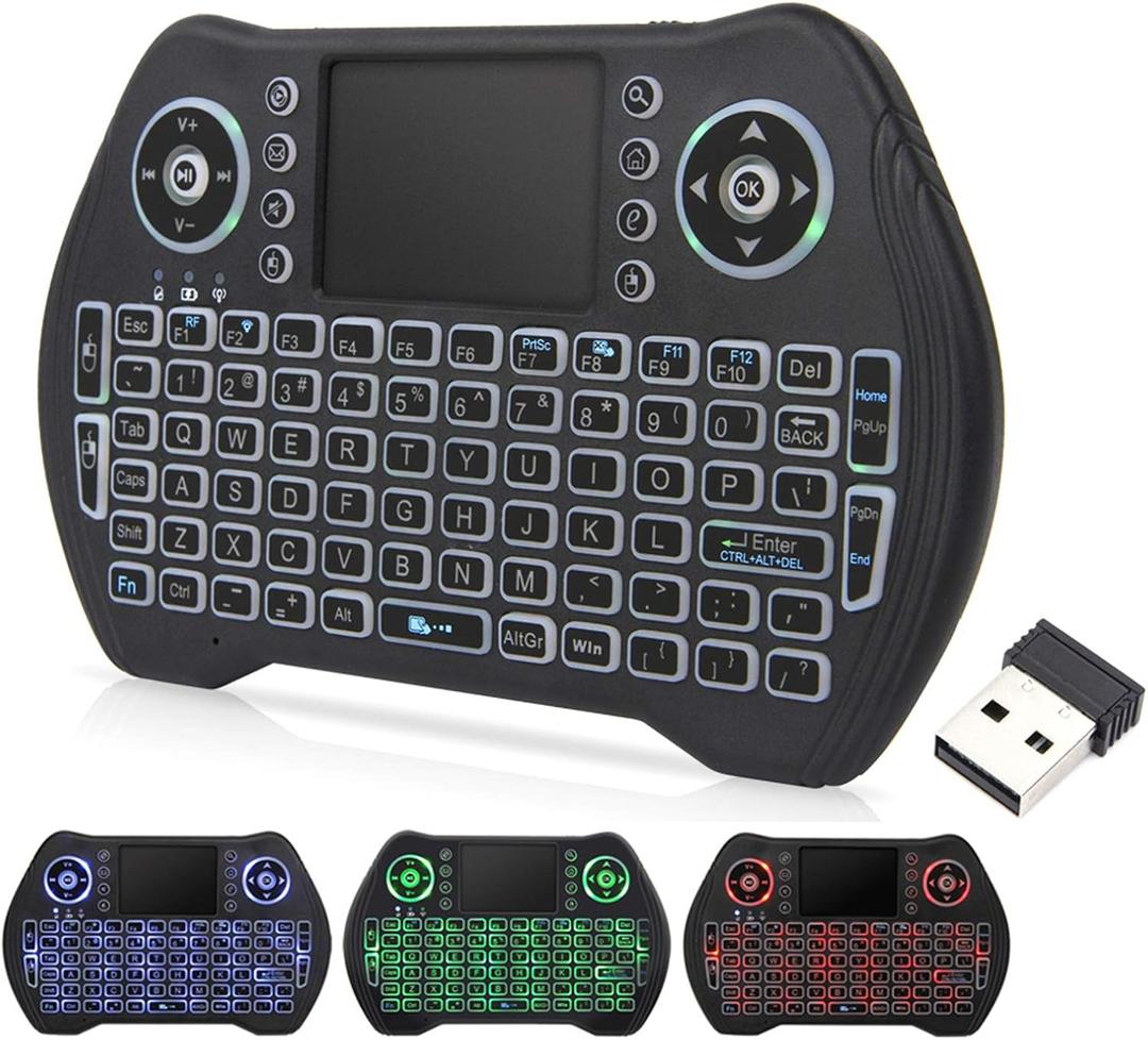 Backlit Mini Keyboard,2.4GHz Wireless Mini Keyboard with Touchpad Mouse Handheld Remote Control for PC, Raspberry Pi 2, Pad, Smart TV, Android TV Box