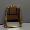Small Vintage Vanity Makeup Desk Mirror Antique Traditional Chic Arch Table Mirror GoldDecor Wood Framed Small Standing Carved Arendahl Mirror for Living Room, Bedroom, Tabletop 11.8" x 9.6"