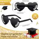 Xuhal 2026 Graduation Glasses Heart Shaped Plastic Eyeglasses Graduation Party Favor Photo Props (Black)