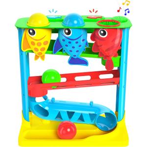 Move2Play, Feed The Fish | Interactive Baby & Toddler Toy | 1, 2+ Year Old Gift & Birthday Present | Boys & Girls Babies Ages 6, 7, 8, 9, 10, 12, 18, 24+ Months Old (Blue/Red)