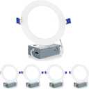 Meconard 4 Pack 6 Inch LED Recessed Ceiling Light, 2700K/3000K/3500K/4000K/5000K Selectable, Dimmable 12W=110W, 1050LM, IC Rated Can-Killer Downlights with Junction Box, ETL and Energy Star Listed