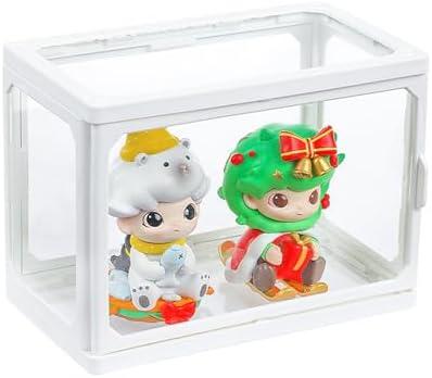 Glass Display Case for Figures Small Clear Display Stand for Collectibles Stackable Assemble Display Box for Action Figures Toys Dustproof Clear Storage Box Showcase for Pop Mart