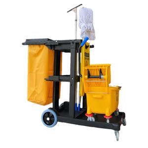 Simpli-Magic Janitorial Cart, 330 lbs Capacity  3-Shelf Commercial Housekeeping Cleaning Cart on Wheels, 25 Gallon Bag with Lid  Stable, Smooth Movement