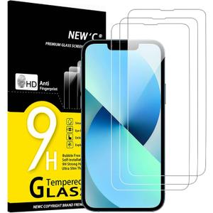 NEW'C 3 Pack Designed for iPhone 13 Mini Screen Protector (5.4"), Enhanced Tempered Glass Protection, Case Friendly Scratch Resistant,Bubble-Free, Ultra Resistant