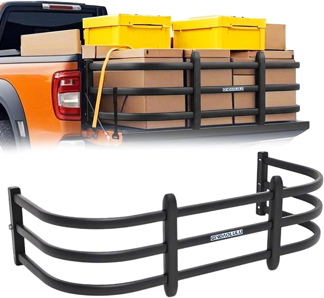 Truck Bed Extender, Aluminum Tailgate Extender 53"-62" Fit for Ford F150 Heavy Duty, Ram1500/2500/3500, Silverado 1500 2500 HD, Sierra, Tundra, Titan Pickup Truck Adjustable Tailgate Extension (Black)
