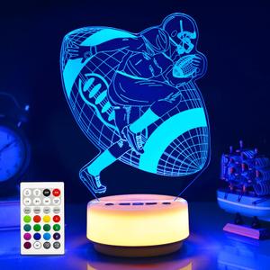 Football Night Light for Kids, Football Gifts 14 Color LED Bedside Decoration Light with Remote Control/Buttons +Timer +Dim Function, Birthday Xmas Gifts for Boys/Girls/Football Fan