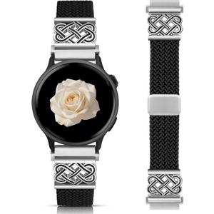 Minyee 20mm Magnetic Braided Nylon Band Compatible with Garmin Vivoactive 6/Vivoactive 5/3/3 Music Elastic Bracelet, Dressy Celtic Knot Fancy Stretchy Strap for Venu Sq 2/Forerunner 55/165/245/645