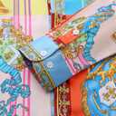 Mens Luxury Brand Print Silk Satin Design Button Down Dress Shirt (XL)