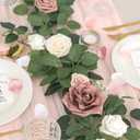 Lookein Artificial Rose Flower Garland Greenery Garland 5FT for Wedding Ceremony Backdrop Arch Flowers Table Centerpieces Decorations, Garden Dusty Rose