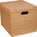 Amazon Basics Moving and Storage Boxes with Handles and Lift-Off Lids, Medium, 19" x 14.5" x 15.5", Brown, 10-Pack