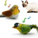 LEWISER Cat Toys Chirping Tit 2 Pcs with Catnip SilverVine, Suitable for Cat Wand Toys, Simulation Bird Design, Interactive Toys for Indoor Kitty Kitten Exercise, Green and Ground