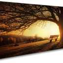 Muolunna Wall Art Decor Canvas Print Picture Big Trees in Sunset 1 Panel Golden Sunset Forest Natural Landscape Painting Artwork for Living Room Bedroom Office Home Wall Decor Framed Ready to Hang (40L" x 20W", Yellow)