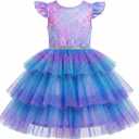 Princess Dress for Toddler Girls Sleeveless Ruffle Sleeve Tulle Dresses Casual Summer Outfit for Girl 3-6 Years