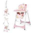 6-in-1 Convertible High Chair with Rocker | Baby High Chair for Newborn to Toddler (0-3 Years) | Adjustable, Foldable & Easy-Clean with Dishwasher Safe Tray & Tool-Free Assembly, Floral Dust Pink