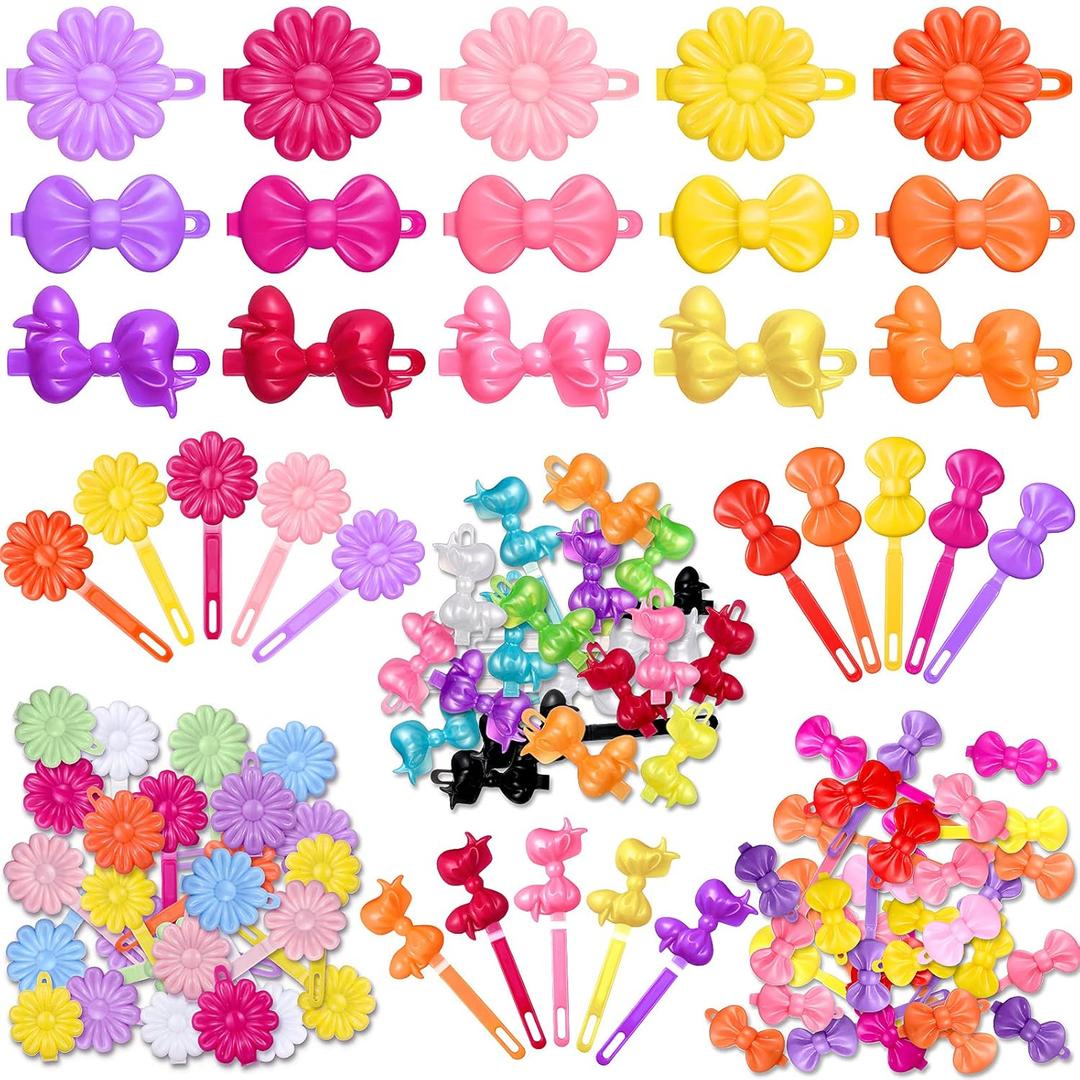 Janinka 72 Pieces Self-Hinge Plastic Hair Clips: 80s 90s Cartoon Colorful Cute Barrettes and Pins for Toddler Girls (Multicolor, Classic)