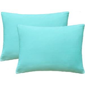 iMaylex Soft 100% Egyptian Cotton Zipper Closure Pillowcases, Cozy and Lightweight Pillow Case, Set of 2, Cyan, King, 20" x 36"