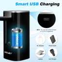 Water Dispenser for 5 Gallon Bottle with Digital Display, 4 Dispense Modes, Portable USB Charging Electric Water Pump, Foldable Spout, Food-Grade Water Jug Pump for Home, Office, RV, Campin(Black)