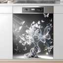 Dishwasher Magnet Sticker Cover: Panel Decal Decorative for Kitchen Decoration, 23"x26" Home Appliances Decor Stickers Panel Decor (Butterfly and Tree)