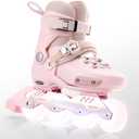 SWAY Adjustable Inline Skates for Kids, Teens and Adults, All Wheels Light Up High Performance Roller Skates for Boys and Girls Ideal for Roller Skate (Medium-Big kid1-4 US, Pink)