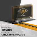150 Ft Ethernet Cable for Cat5E/Cat6, 10Gbps 24AWG Cat6 Network Cable, Direct Burial Cable, UTP, LLDPE, RJ45 Patch LAN Cord, Waterproof, Indoor&Outdoor, Cat 5E Internet Cable in Black for PC