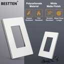 BESTTEN (50 Pack) USWP4 Matte White Screwless Switch Plate, 1-Gang Decorator Wall Outlet Cover, H4.69 x W2.91, for Light Switch, Dimmer, USB, GFCI, Receptacle