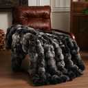 Fluffy Faux Fur Throw Blanket for Couch, Soft Plush Thick Cozy Fuzzy Luxury Minky Bubble Blanket for Home Living Room Decor Gift for Women, Tie-dye Grey, 50" x 60", 1100GSM