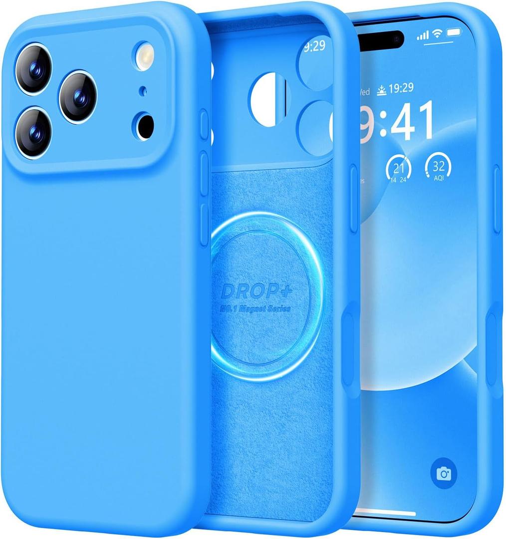 LOVE 3000 Designed for iPhone 17 Pro Max Case, Premium Silicone [Compatible with Magsafe][Soft Anti-Scratch Microfiber Lining] Shockproof Protective Phone Case for Men Women 6.9", Blue