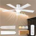 TCL 52" White Ceiling Fan with Light and Remote, Modern LED 3-Color, 3CCT, Quiet Motor for Bedroom, Living Room, Dining Room, Ceiling Fans with Lights (White)