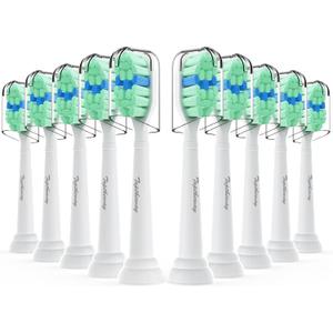 Toptheway Toothbrush Replacement Heads Compatible with Philips Sonicare C1 C2, Plaque Control Electric Toothbrush Head for ProtectiveClean 4100 5100 5300, 10 Pack (White)