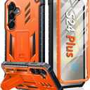 FNTCASE for Samsung Galaxy S24-Plus Case: Military Grade Phone Case with Kickstand | Built-in Screen Protector Protective Rugged Shockproof Durable Drop Proof Phone Cover for Galaxy S24 Plus 5G Orange