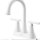 Bathroom Faucets for Sink 3 Hole, Hurran 4 inch Bathroom Sink Faucet with Pop-up Drain and Supply Hoses, Stainless Steel Lead-Free Centerset Faucets for Sink Vanity RV, White